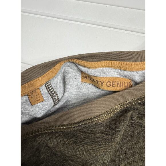 Nifty Genius Men’s Brown Green Olive Pullover Textured Sweatshirt Sweater XL - Picture 3 of 6